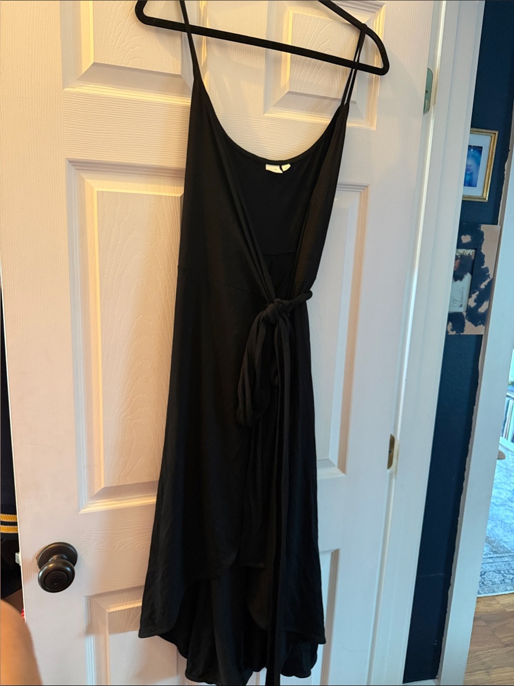 GAP Black High-Low Spaghetti Strap Tie-Waist Dress